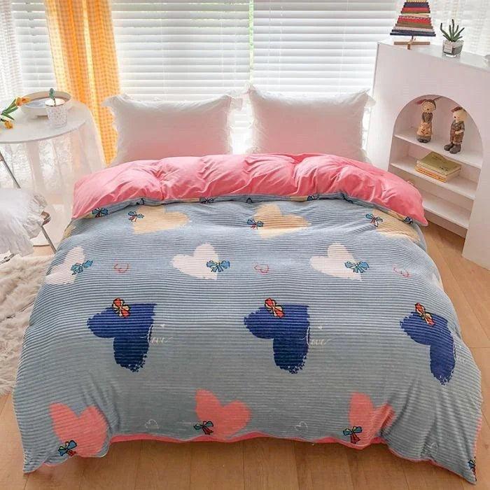 Double-sided Warm Coral Fleece Duvet Cover EX-STOCK Canada