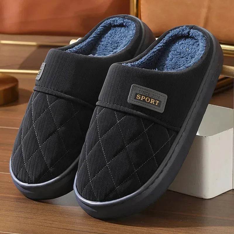 Men's Home Slippers Winter Warm Plush House Shoes Indoor Non-slip Floor Bedroom Slipper Casual All-match Shoes - EX-STOCK Canada