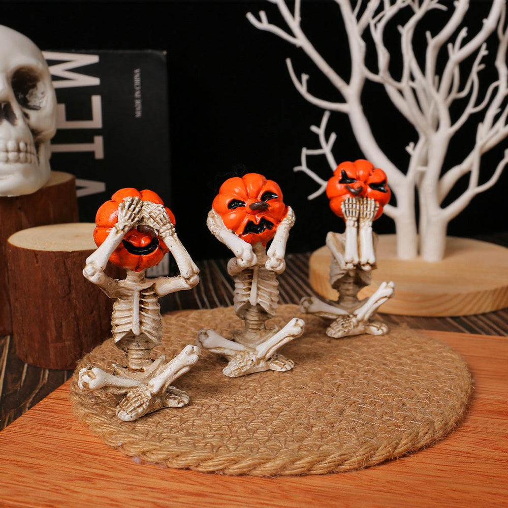 Pumpkin Head Skull Doll Ornaments Home Halloween Layout Props - EX-STOCK Canada
