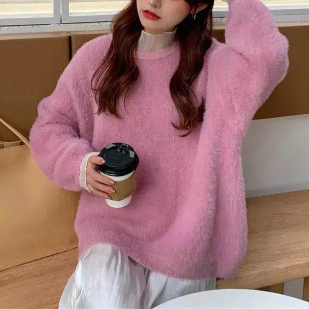 Autumn Winter Mink-like Wool Thick Plush Pullover Sweater for Women - EX-STOCK Canada
