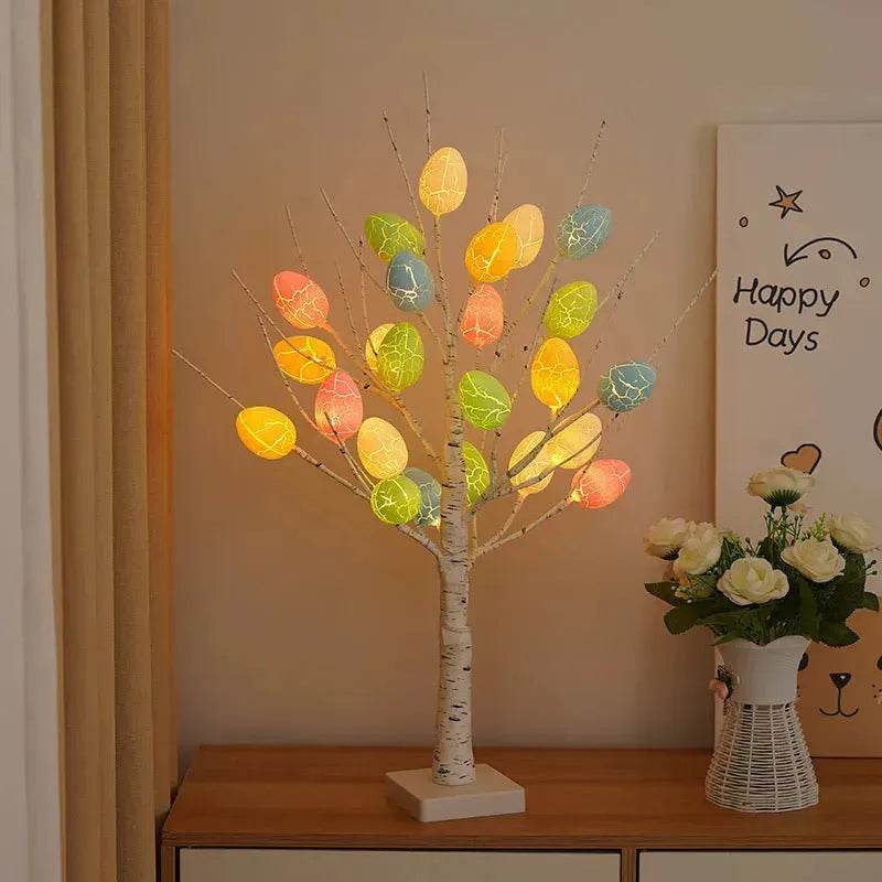Easter Decoration 60cm Birch Tree Home Easter Egg LED Light Gift Spring Party Tabletop Ornaments Light Easter Party Kids Gifts - EX-STOCK Canada