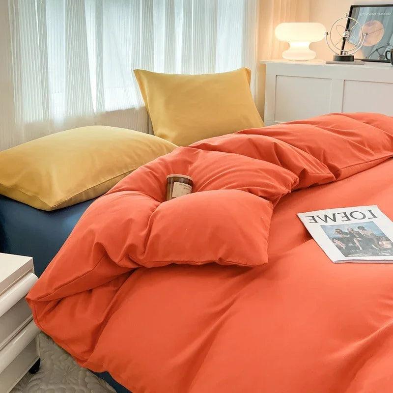Solid Color Four-piece Set Simple Washed Sanding Duvet Cover EX-STOCK Canada