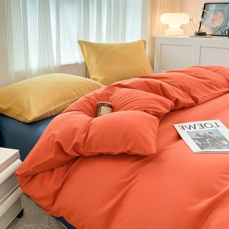 Solid Color Four-piece Set Simple Washed Sanding Duvet Cover EX-STOCK Canada