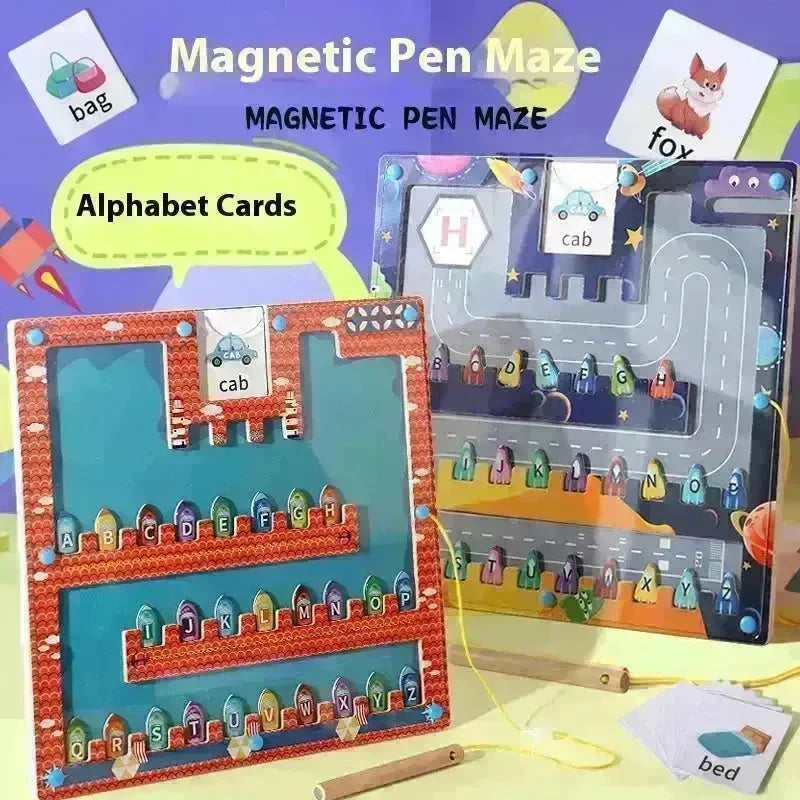 Magnetic Letters Matching Walking Parking Maze Letters Early Cognitive Montessori Educational Toys - EX-STOCK CANADA