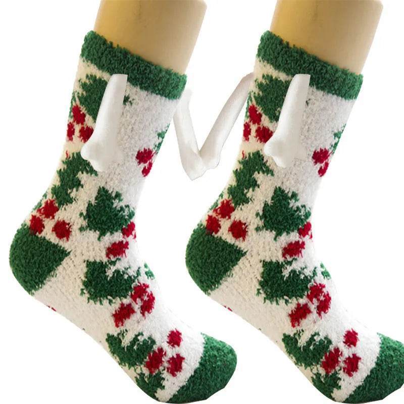 Soft Carton Christmas-themed Fleece Winter Home socks for Women - EX-STOCK Canada