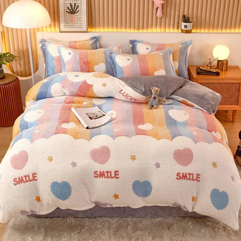 Coral Fleece Duvet Cover Sheet Flannel Pillowcase EX-STOCK Canada