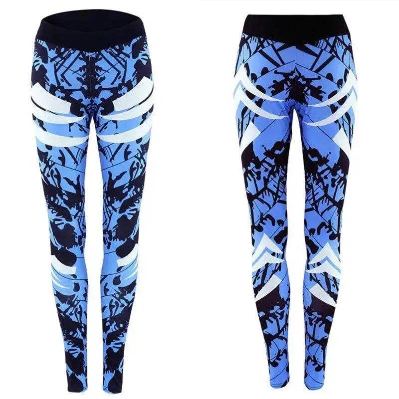 Dark Blue Printed Tight Gym Leggings - EX-STOCK Canada