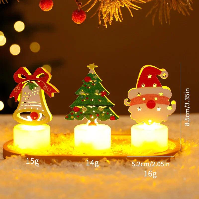 Bougies électroniques LED Lumières Arbres de Noël Père Noël Bonhommes de Neige Bougies Créatives Petites Veilleuses Ornements Décoratifs pour la MaisonEX-STOCK Canada