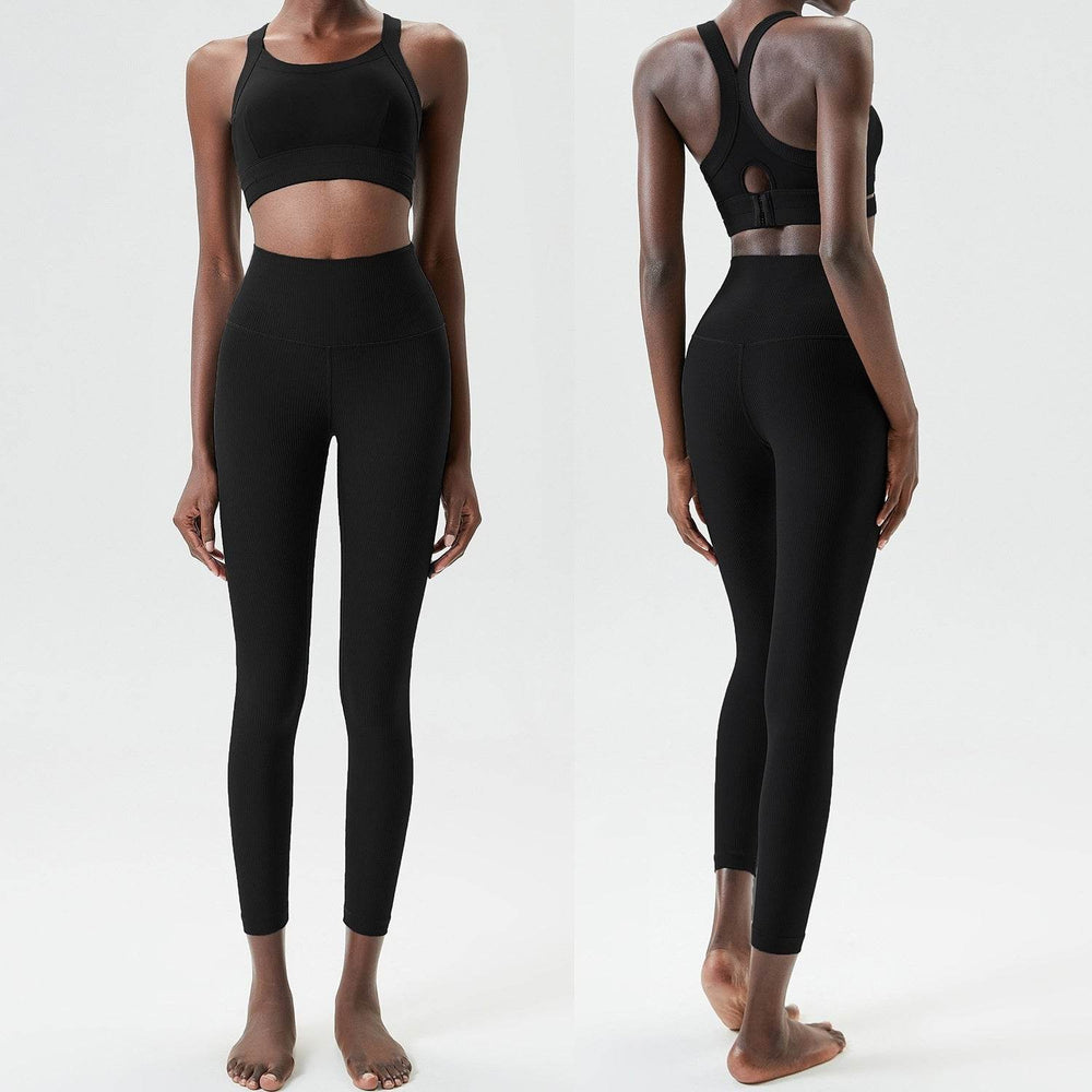 2pcs set Yoga Clothes Sleeveless Crop Workout top and Gym Leggings - EX-STOCK Canada