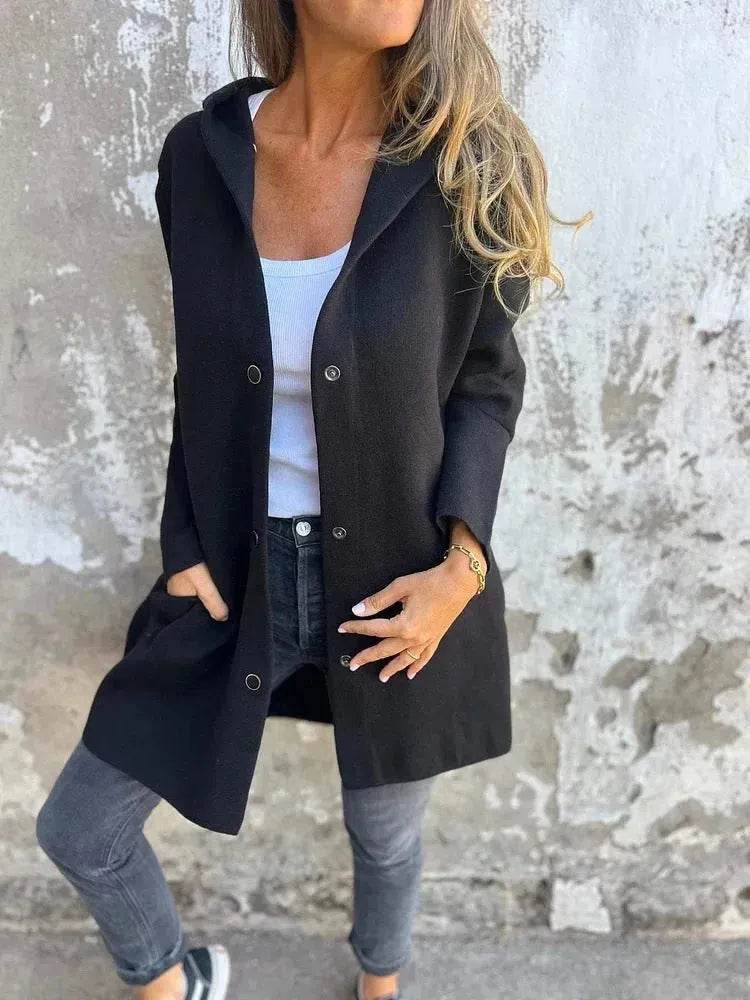 Fall Casual Single Breasted Hooded Cashmere Cardigan Jacket for women - EX-STOCK Canada