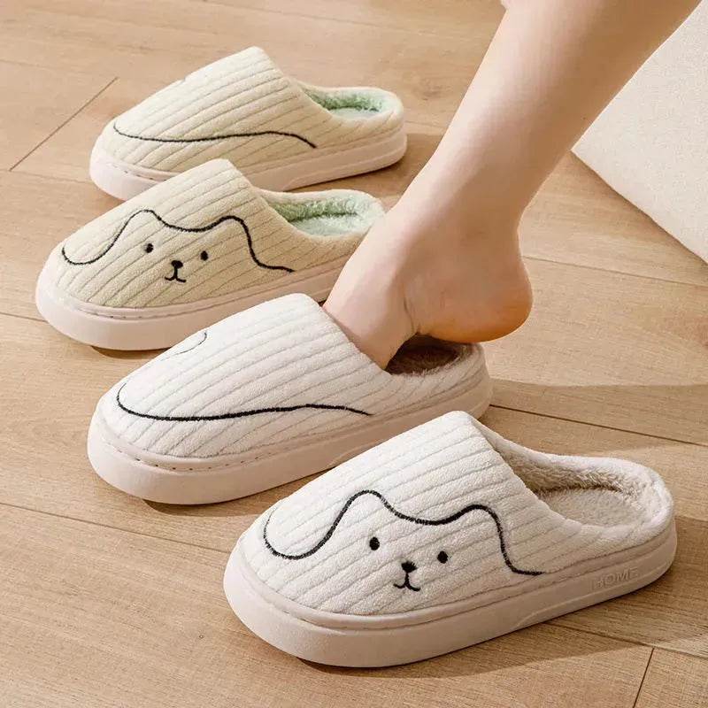 Striped Cat Slippers Indoor Couple Non-slip Floor Bedroom Slipper Winter Warm Plush House Shoes Women Men - EX-STOCK Canada