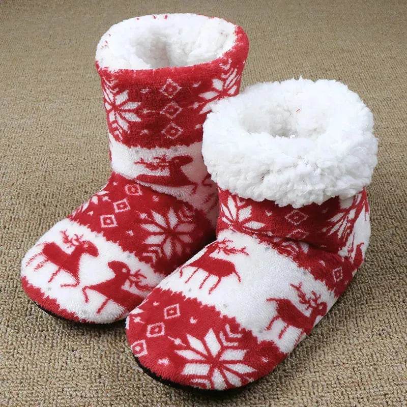 Christmas Elk Floor Shoes Indoor Socks Shoes Warm Plush House Slippers - EX-STOCK Canada