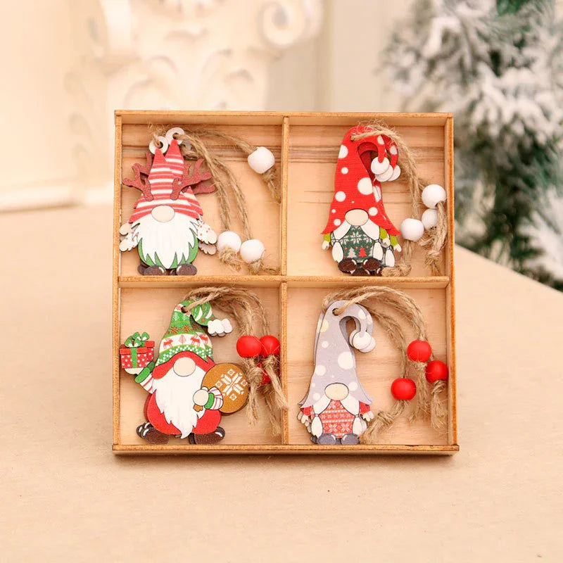 12 PCs Faceless Old Man Christmas Wooden Pendant Boxed Christmas Tree EX-STOCK Canada