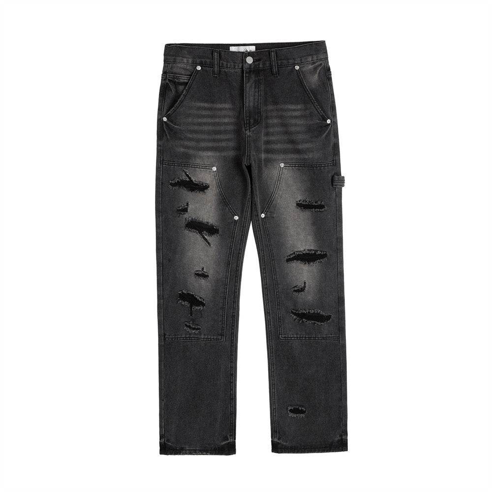 Punk Beggar Ripped Denim Straight-leg Trousers Men Jeans - EX-STOCK Canada