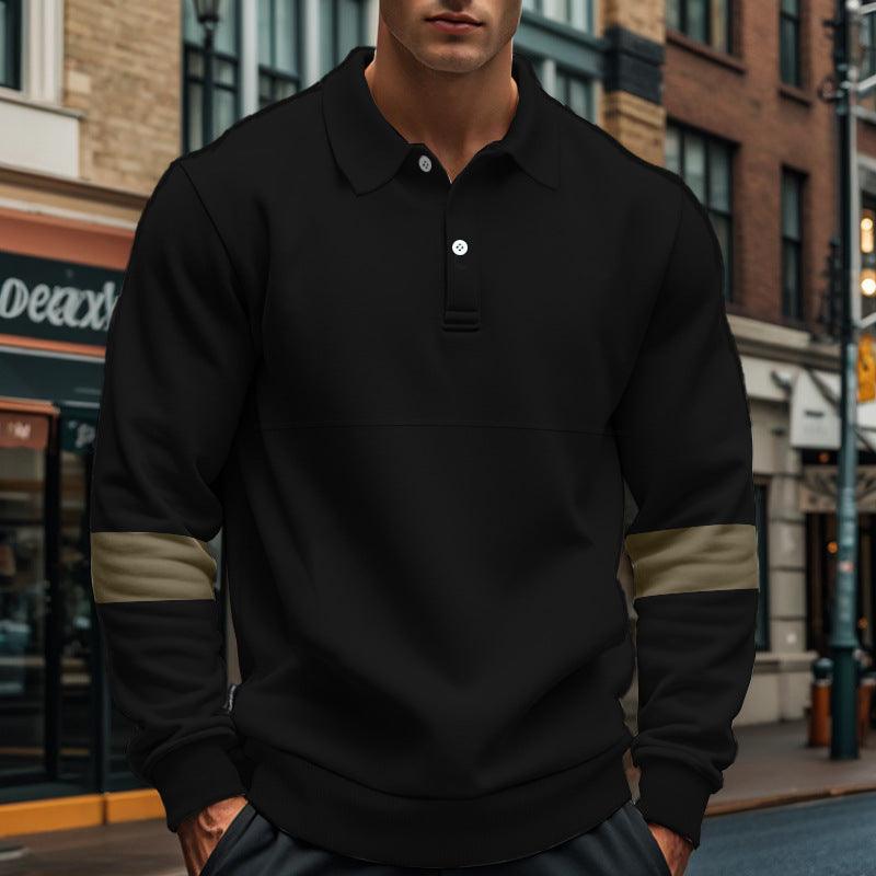 Fashion Long-sleeved Lapel Polo Shirt With Button Men's Loose Casual Sports Top Fall Spring Clothing EX-STOCK Canada