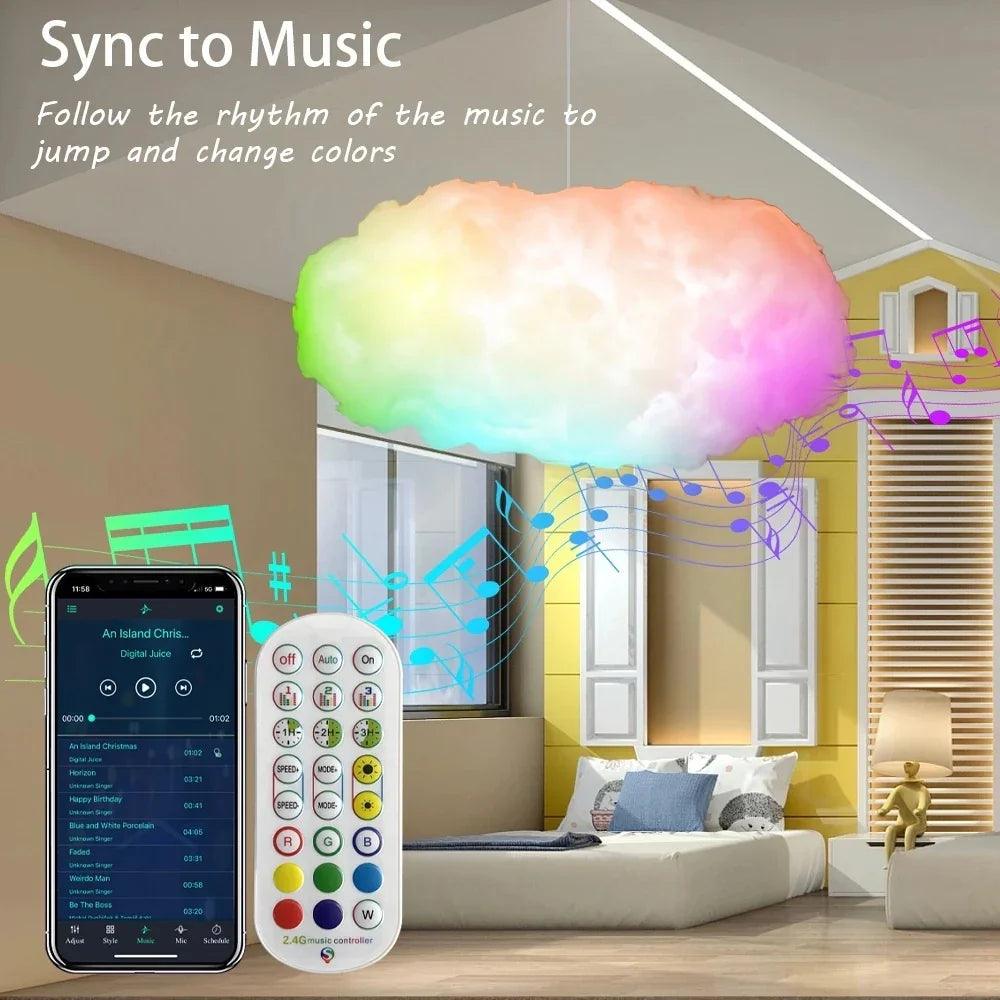USB Cloud Light APP Control Music Synchronization 3D RGBIC Ambient Light Lightning Simulation Clouds Bedroom Room Light EX-STOCK Canada