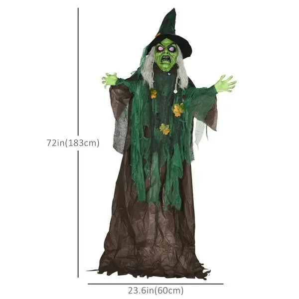 Size Outdoor Halloween Decoration Witch, Animated Prop Decor With Sound And Motion Activated, Light Up Eyes, Creepy Sound EX-STOCK Canada