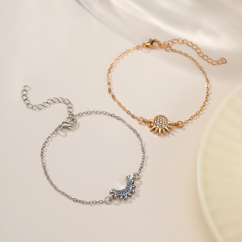 Personality Simple Rhinestone Sun Moon Lovers Bracelet - EX-STOCK Canada
