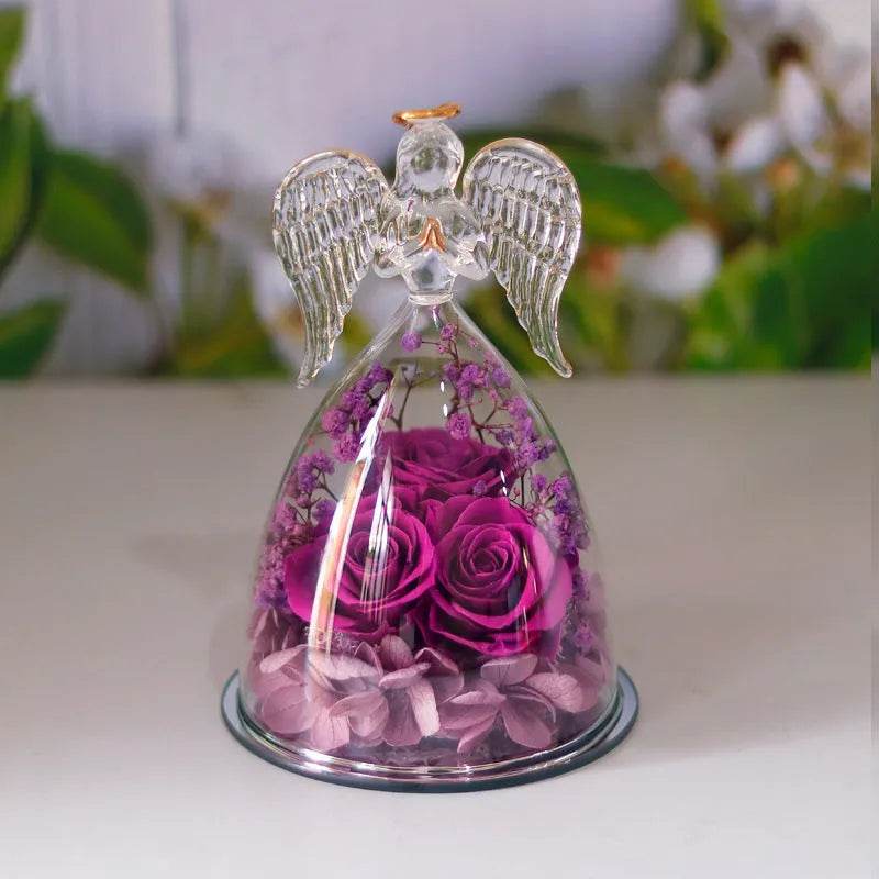 Eternal Flower Gift Box Angel Glass Cover Dried Rose Gift Box For Christmas New Year Valentine's Day Home Decor - EX-STOCK Canada
