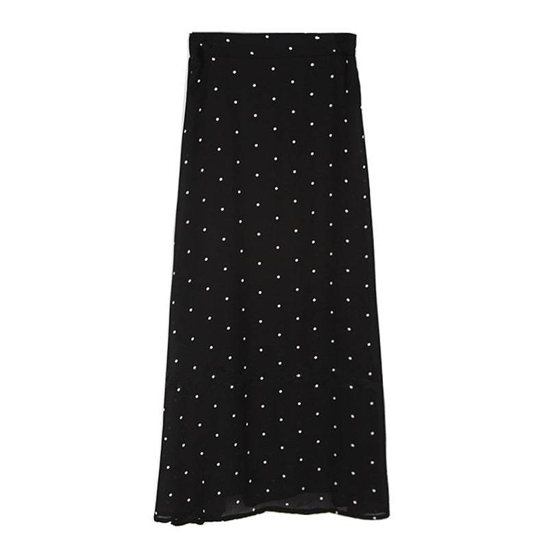 Polka dot High waist Chiffon Flowy Midi skirt women - EX-STOCK Canada