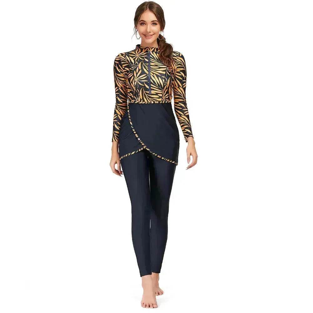 ArabSwimsuit Long-sleeved Trousers Three-piece Set Conservative Sun Protection With Chest Pad - EX-STOCK Canada