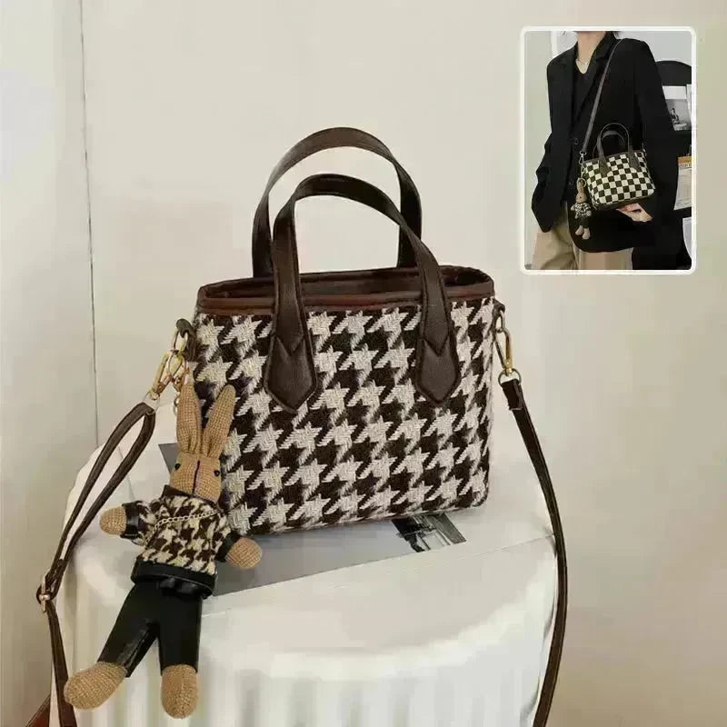 Fashion Houndstooth Shoulder Bags Portable Checkerboard Handbags All-match Messenger Crossbody Bag Women - EX-STOCK CANADA