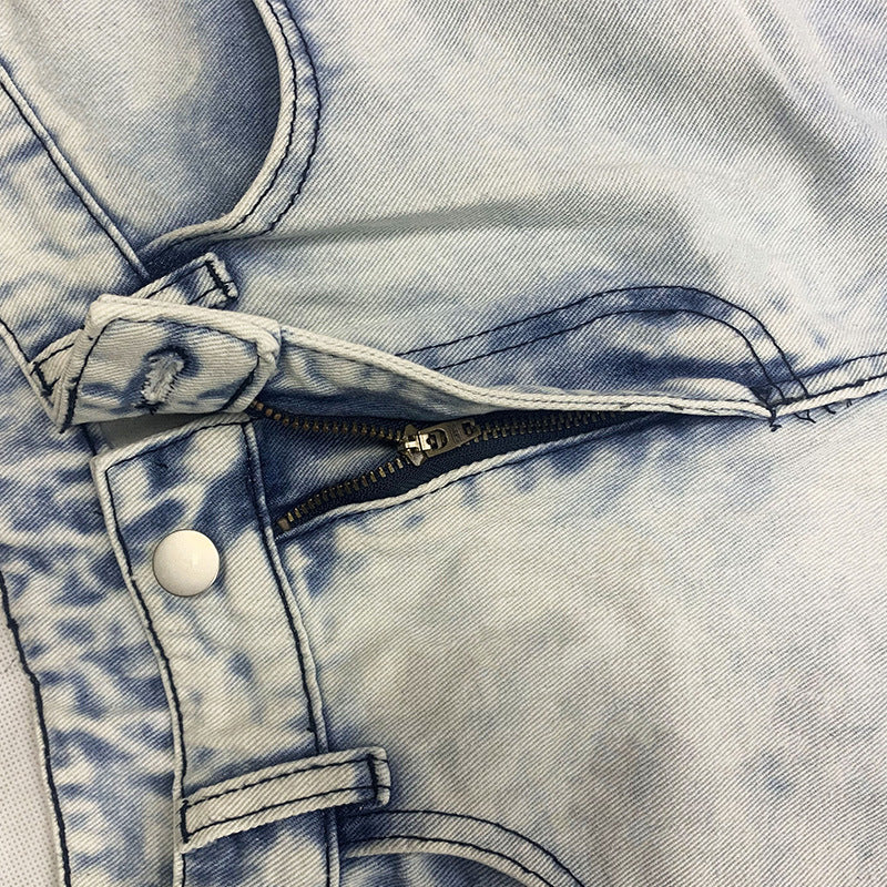 Mens Slim-fit Zip-up Skinny Jeans With Rips