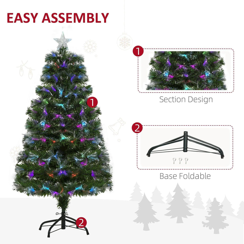 4ft Pre-Lit Optic Fiber Xmas Tree Artificial Spruce Tree Top Star EX-STOCK Canada