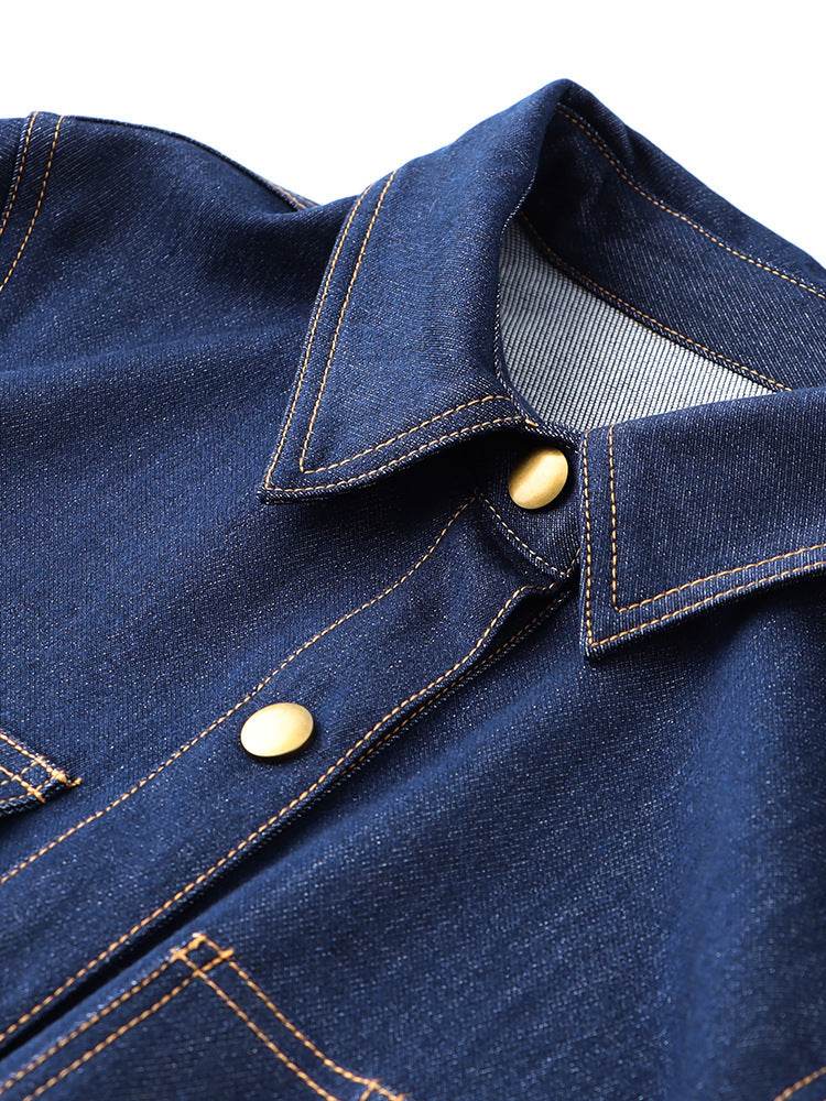 Handsome Retro Denim Waist-tight Dress - EX-STOCK Canada