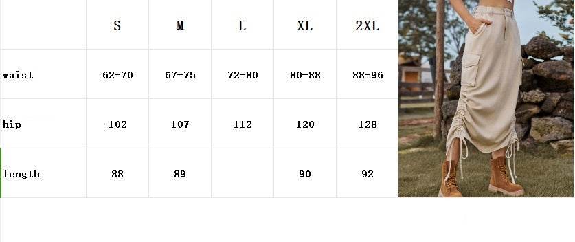 American-style Casual Denim Drawstring Midi Cargo Skirt - EX-STOCK Canada