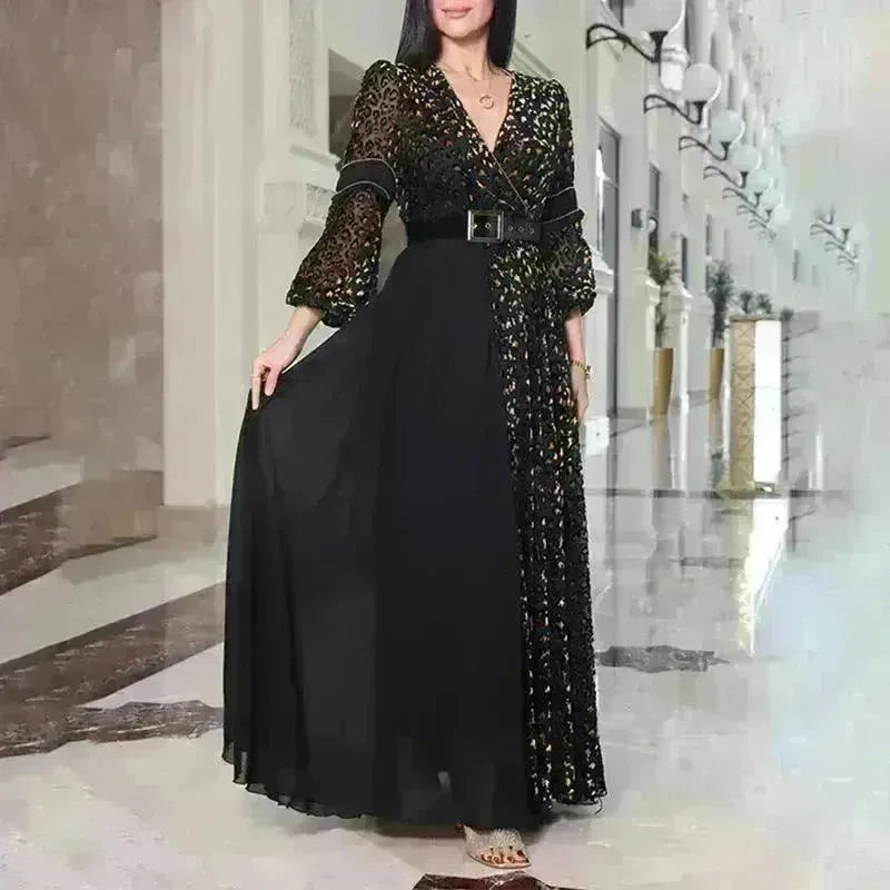 Deep V-neck Dress European And American Elegant Fashion Simple Sexy - EX-STOCK CANADA