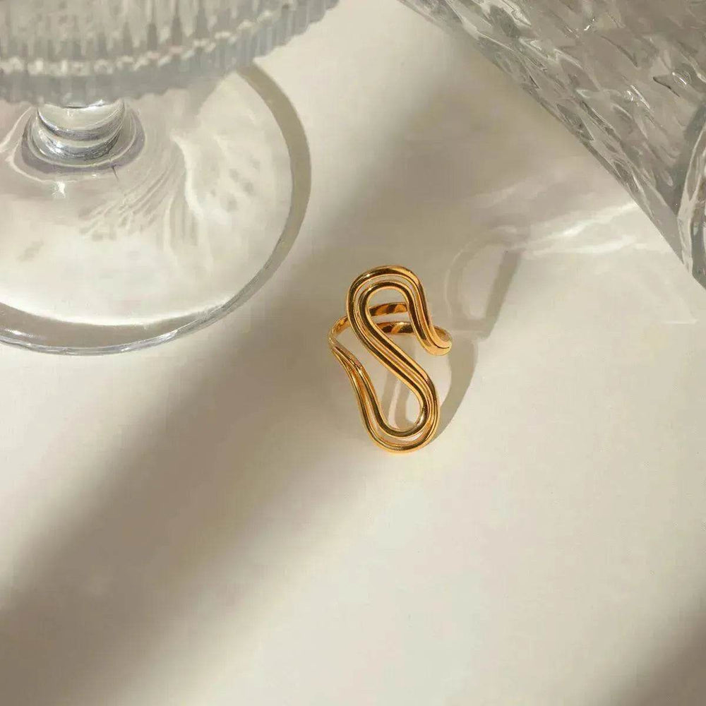 Design Sense Minority Simple 18K Gold Stainless Steel Double Layer Snake Shape Ring for Women - EX-STOCK Canada