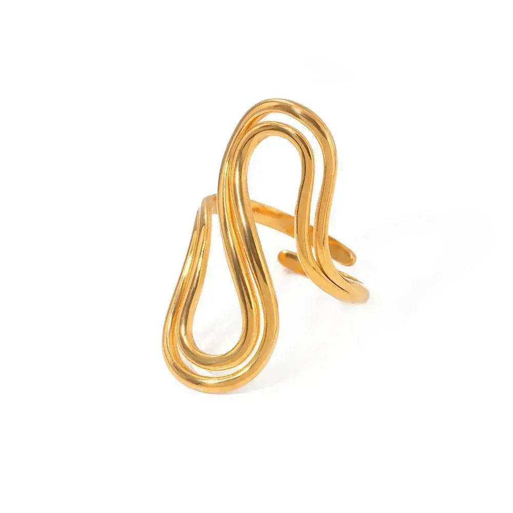 Design Sense Minority Simple 18K Gold Stainless Steel Double Layer Snake Shape Ring for Women - EX-STOCK Canada