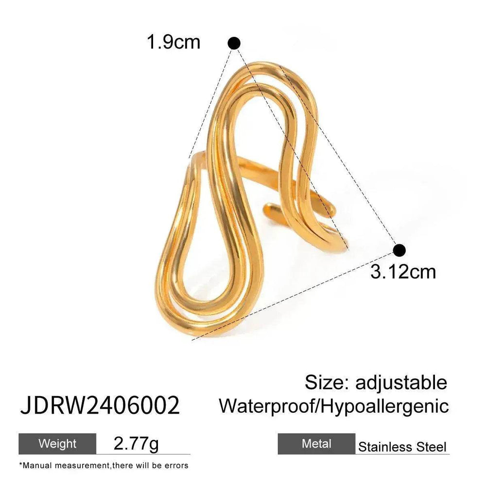 Design Sense Minority Simple 18K Gold Stainless Steel Double Layer Snake Shape Ring for Women - EX-STOCK Canada