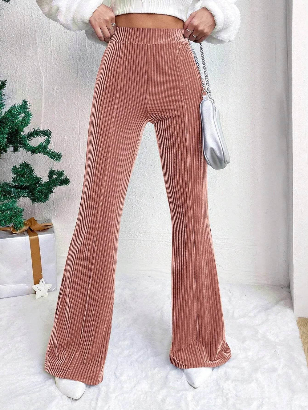 High Waist Lamp Wick Corduroy Bell-bottom Pants Wide Leg Women - EX-STOCK Canada