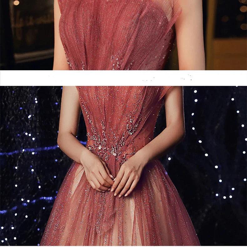 Evening Female Toast Dress Red Bridal Dinner Tube Top Long Dress Host Fairy Spirit EX-STOCK Canada