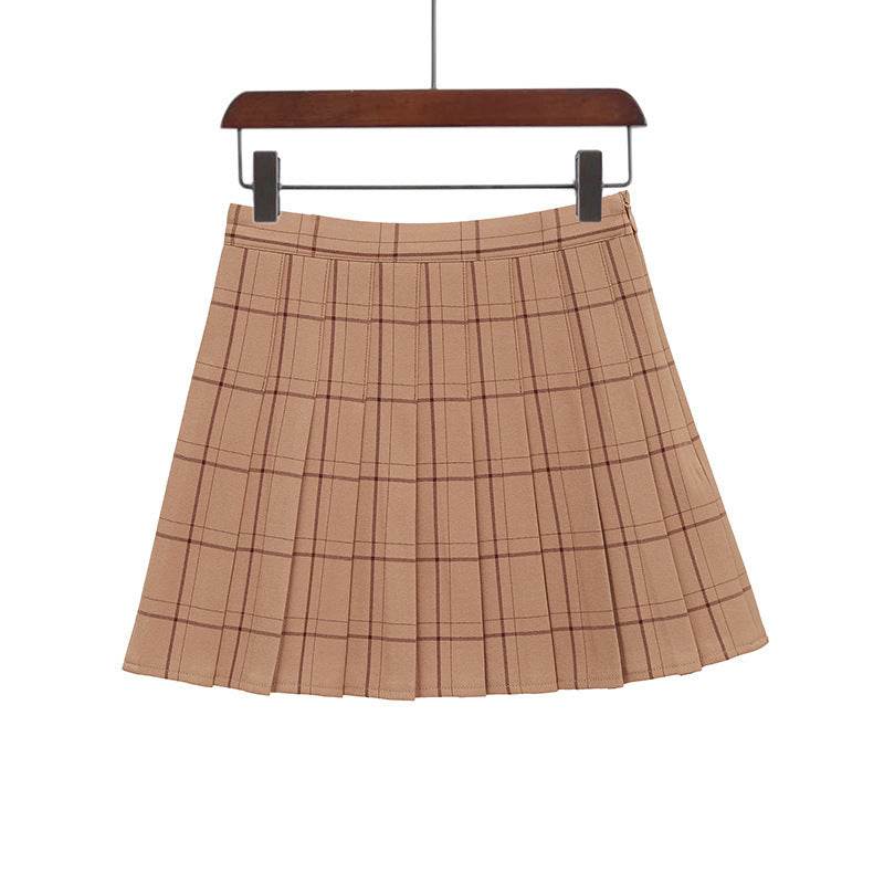 Mini Plaid Pleated High Waist Skirt A- Line Skirt - EX-STOCK Canada