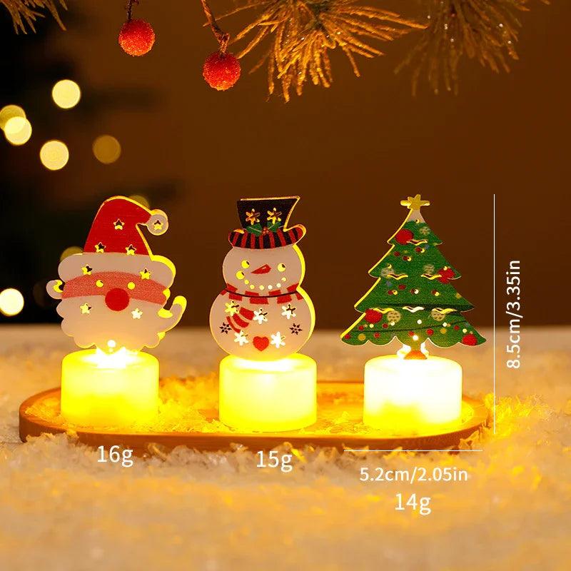 Bougies électroniques LED Lumières Arbres de Noël Père Noël Bonhommes de Neige Bougies Créatives Petites Veilleuses Ornements Décoratifs pour la MaisonEX-STOCK Canada