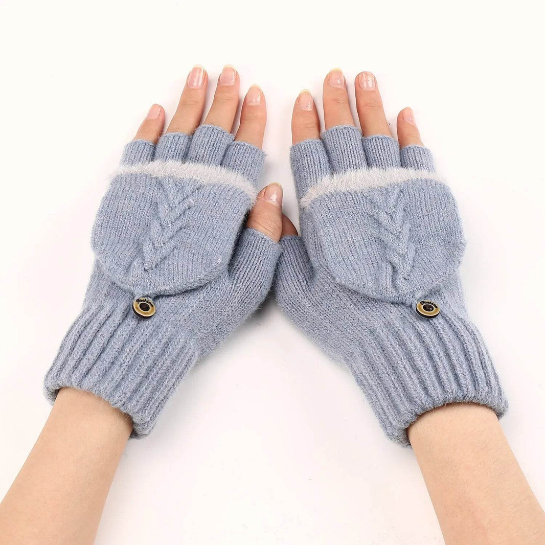 Wool Fingerless Gloves Women's Warm Fashionable Knitted Half Finger Oversleeves - EX-STOCK Canada
