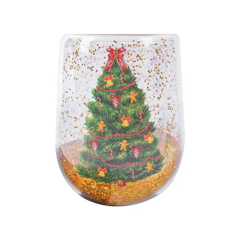 Christmas Tree Cups Heat Resistant Double Layer Household Cartoon Tumbler Gift Idea - EX-STOCK Canada