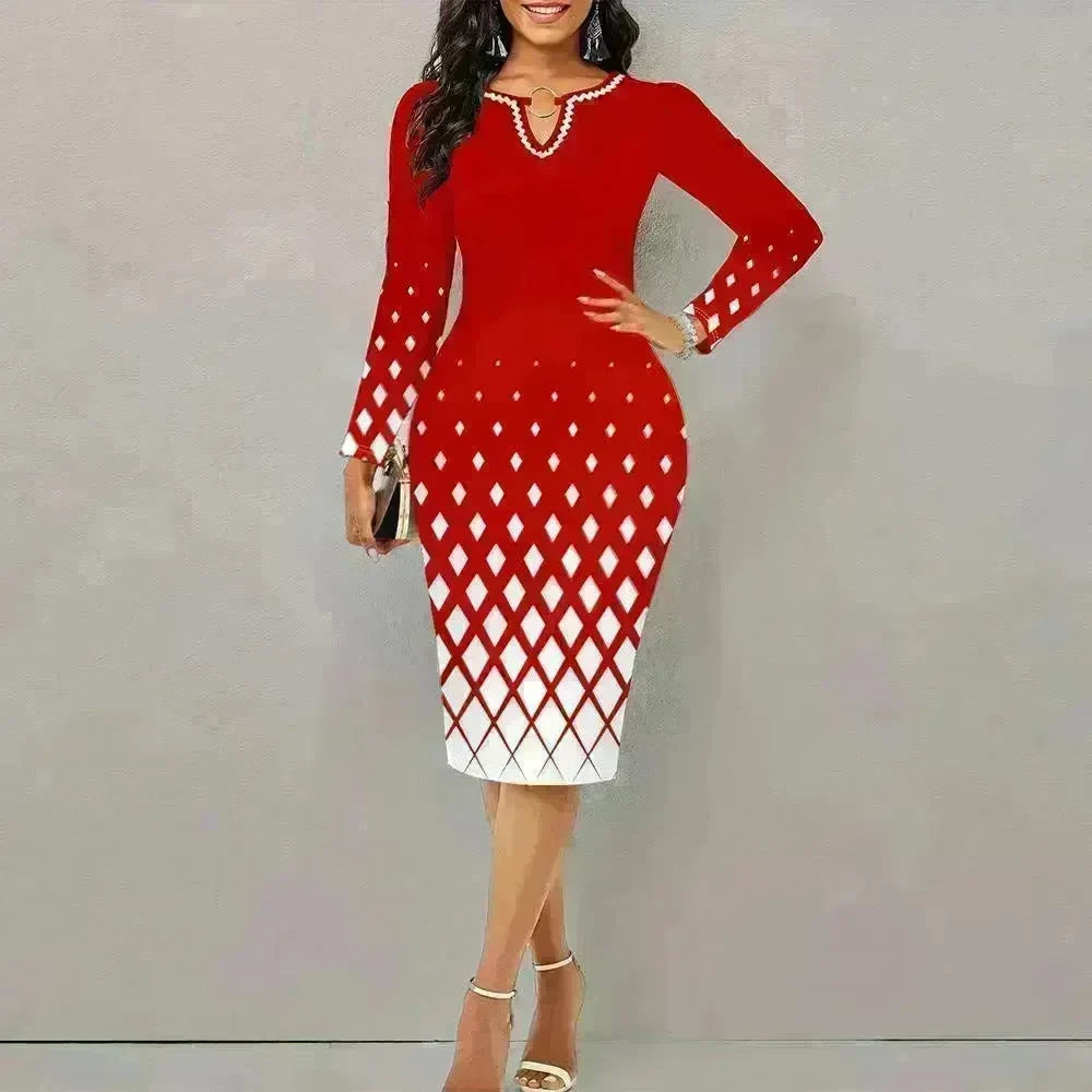 Digital Printing Long Sleeve Temperament Dress Women - EX-STOCK CANADA