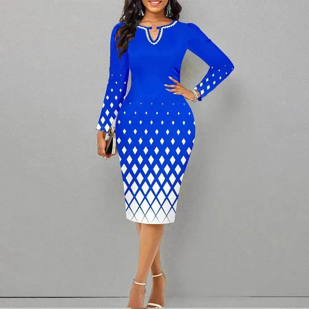 Digital Printing Long Sleeve Temperament Dress Women - EX-STOCK Canada