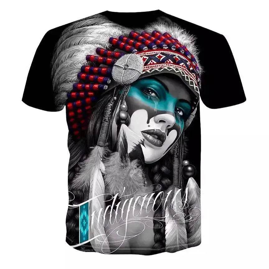 Digital Printing Tribe Beauty Fashion Brand Loose Short Sleeve Top - EX-STOCK Canada