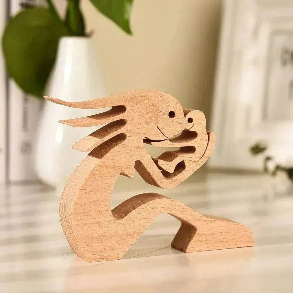 DIY Figurine Wood Dog Ornament Sculpture Home Decoration A Man A Dog Wood Sculpture Christmas Gifts Model Decor - EX-STOCK Canada