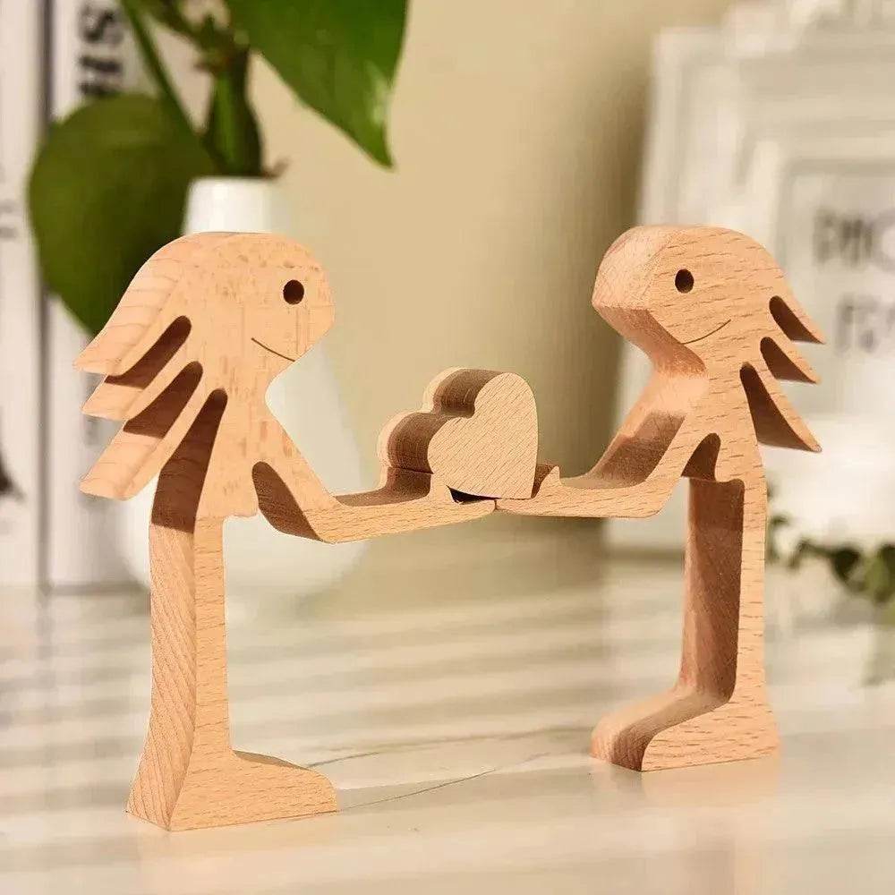 DIY Figurine Wood Dog Ornament Sculpture Home Decoration A Man A Dog Wood Sculpture Christmas Gifts Model Decor - EX-STOCK Canada
