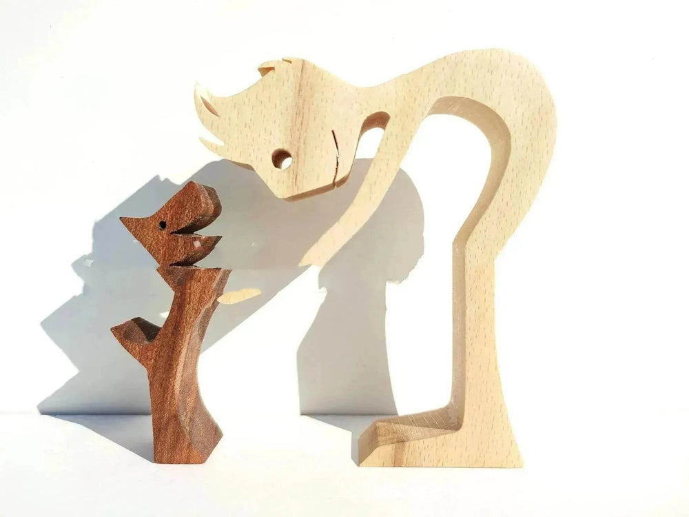 DIY Figurine Wood Dog Ornament Sculpture Home Decoration A Man A Dog Wood Sculpture Christmas Gifts Model Decor - EX-STOCK Canada