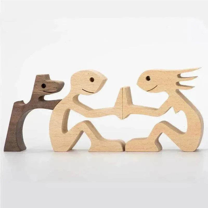 DIY Figurine Wood Dog Ornament Sculpture Home Decoration A Man A Dog Wood Sculpture Christmas Gifts Model Decor - EX-STOCK Canada