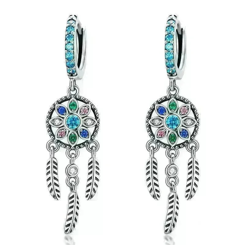 Dream Catcher Dangle Drop Butterfly Earrings - EX-STOCK CANADA