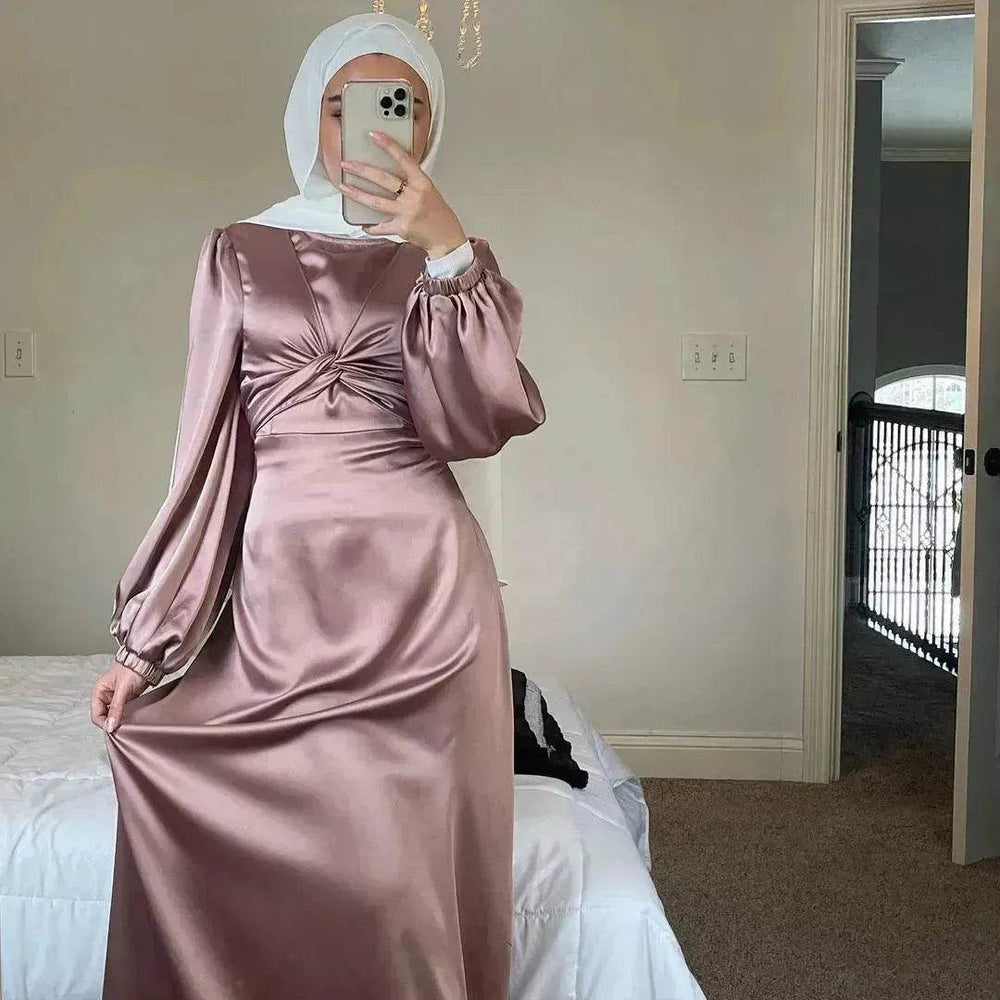 Dubai Middle East Kaftan Abaya Turkey Satin Dress. - EX-STOCK Canada