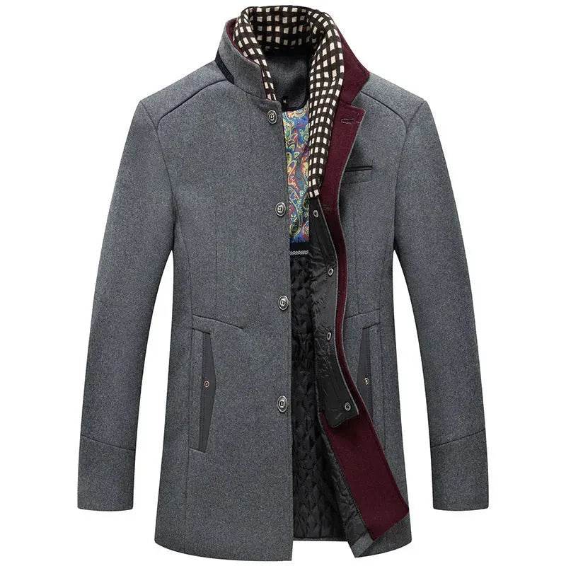 Medium Length Slim Fit And Versatile Stand Collar Men's Coat - EX-STOCK Canada